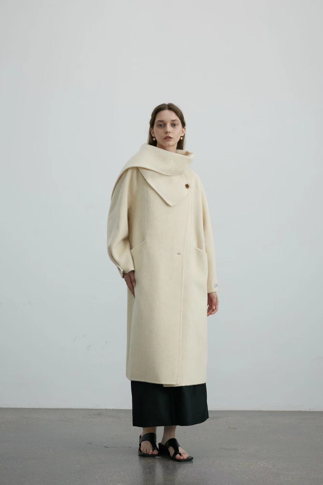 Handmade Double-faced 100% Wool Scarf Coat