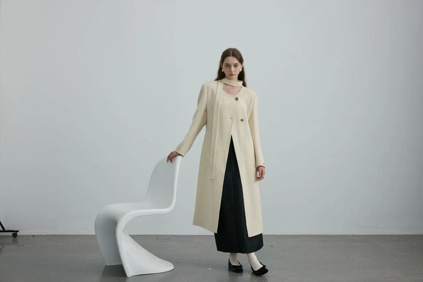 Handmade Double-faced 100% Wool Coat With Straps And No Collar