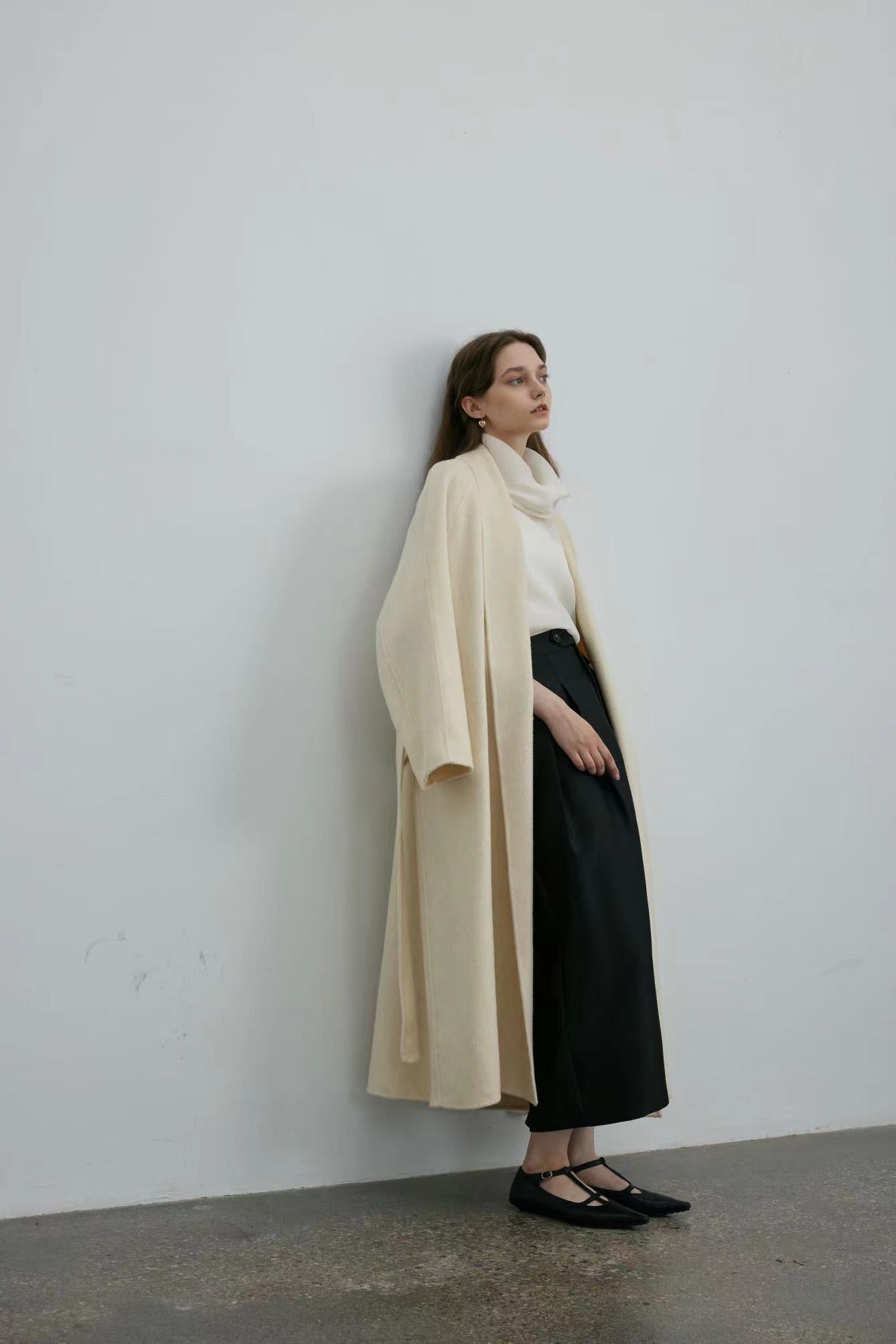 Handmade Double-Face 100% Bathrobe Wool Coat