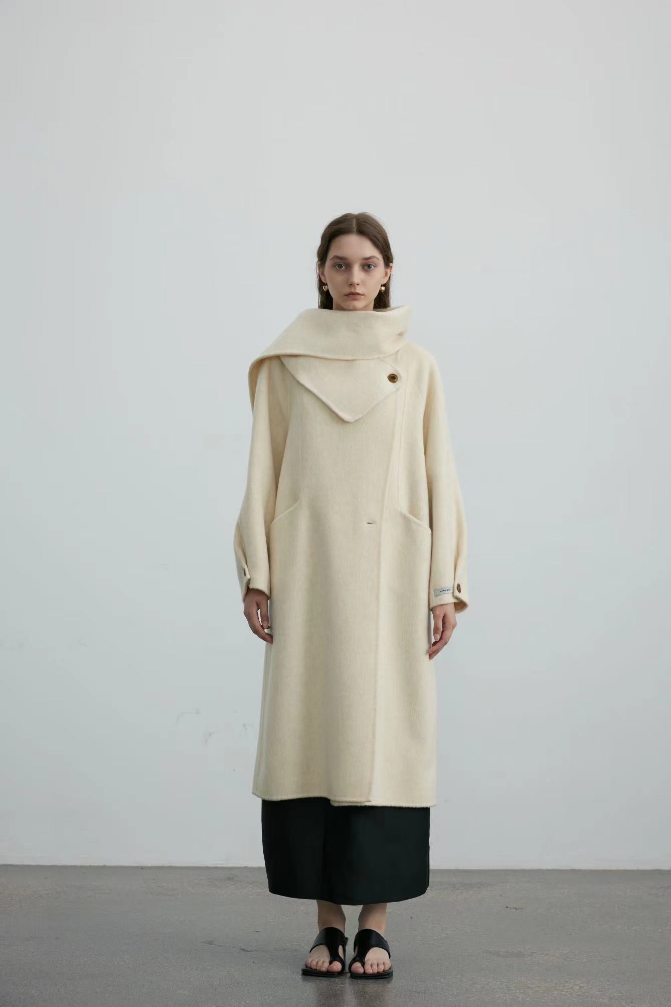 Handmade Double-faced 100% Wool Scarf Coat