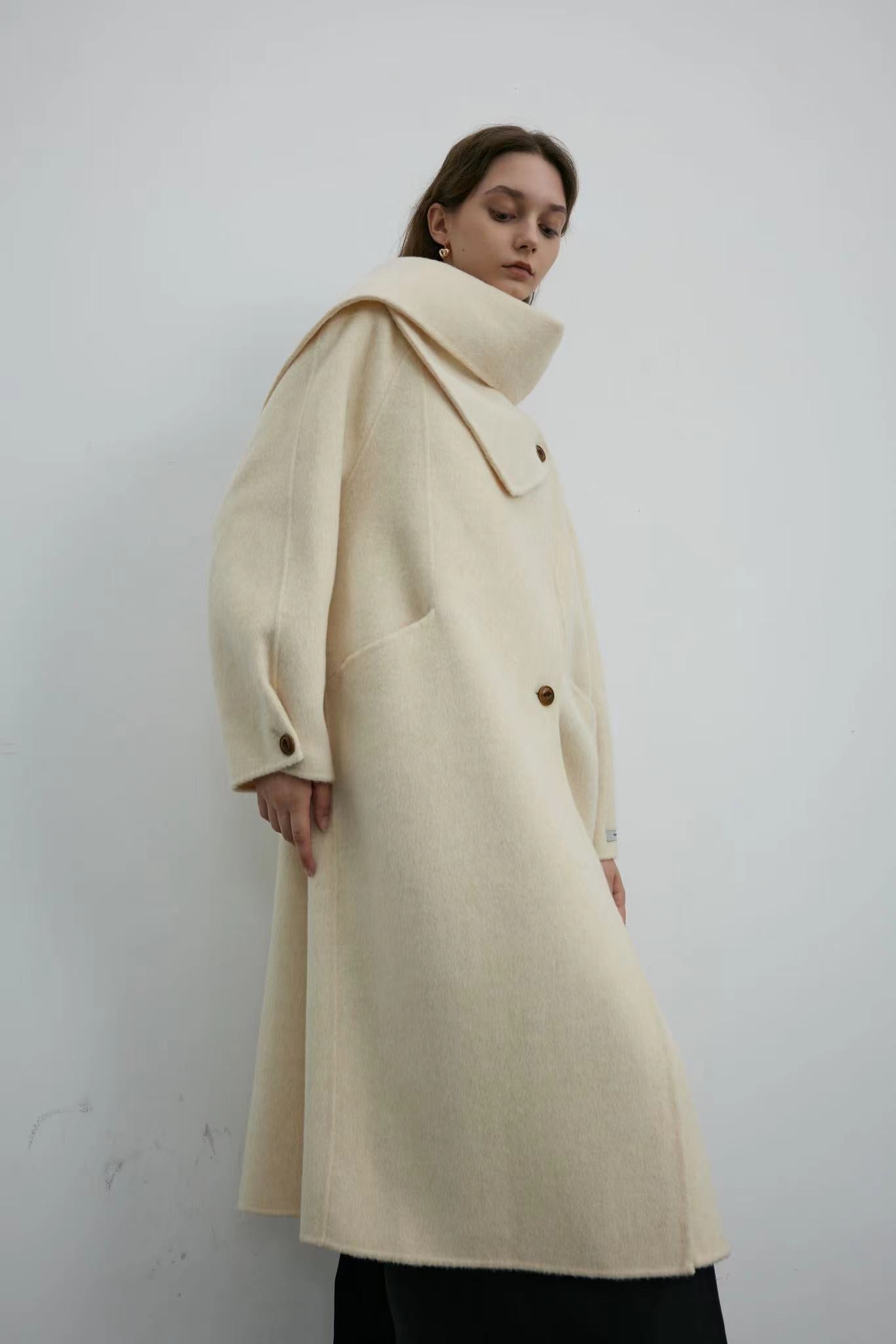 Handmade Double-faced 100% Wool Scarf Coat