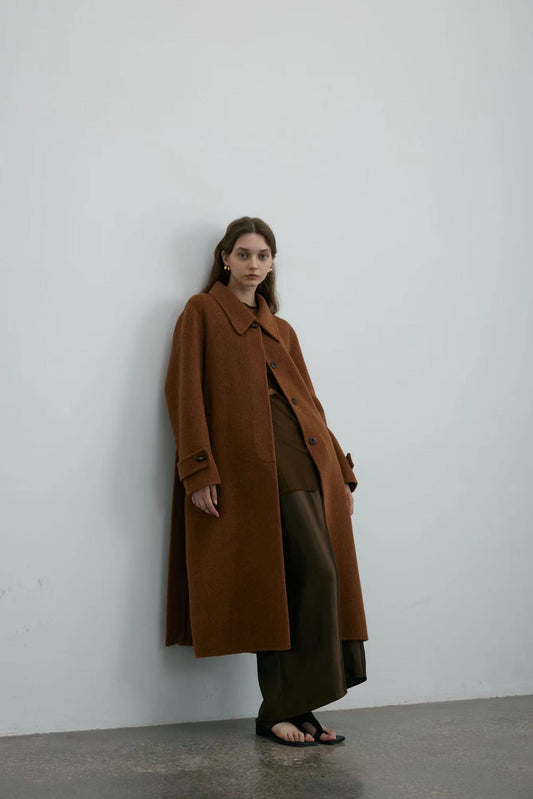 Handmade Double-face 100% Wool Coat With Square Collar