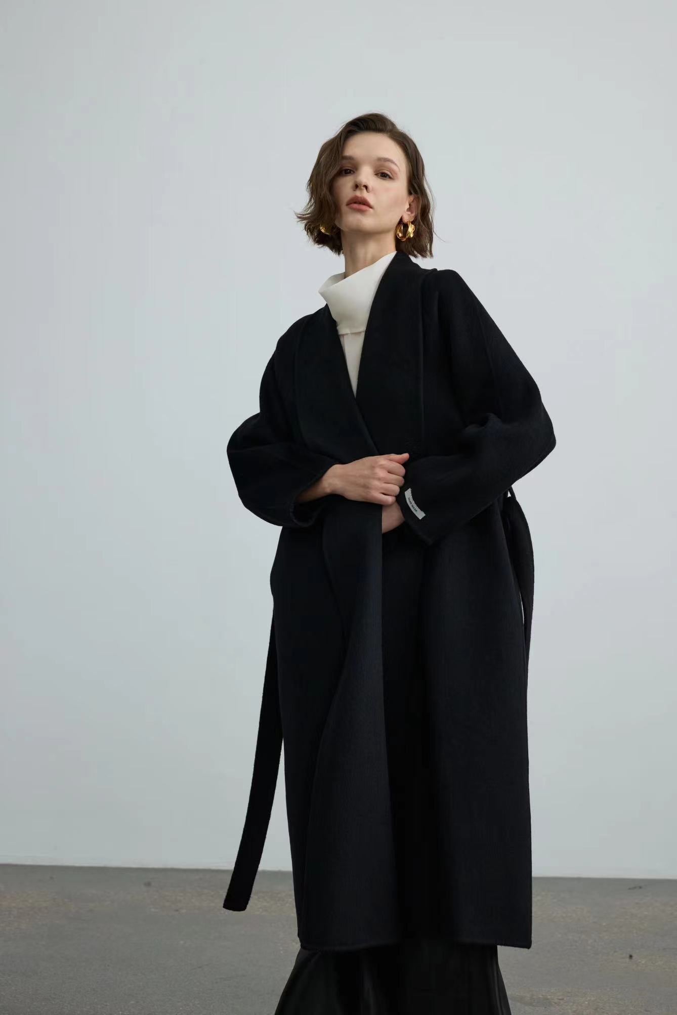 Handmade Double-Face 100% Bathrobe Wool Coat