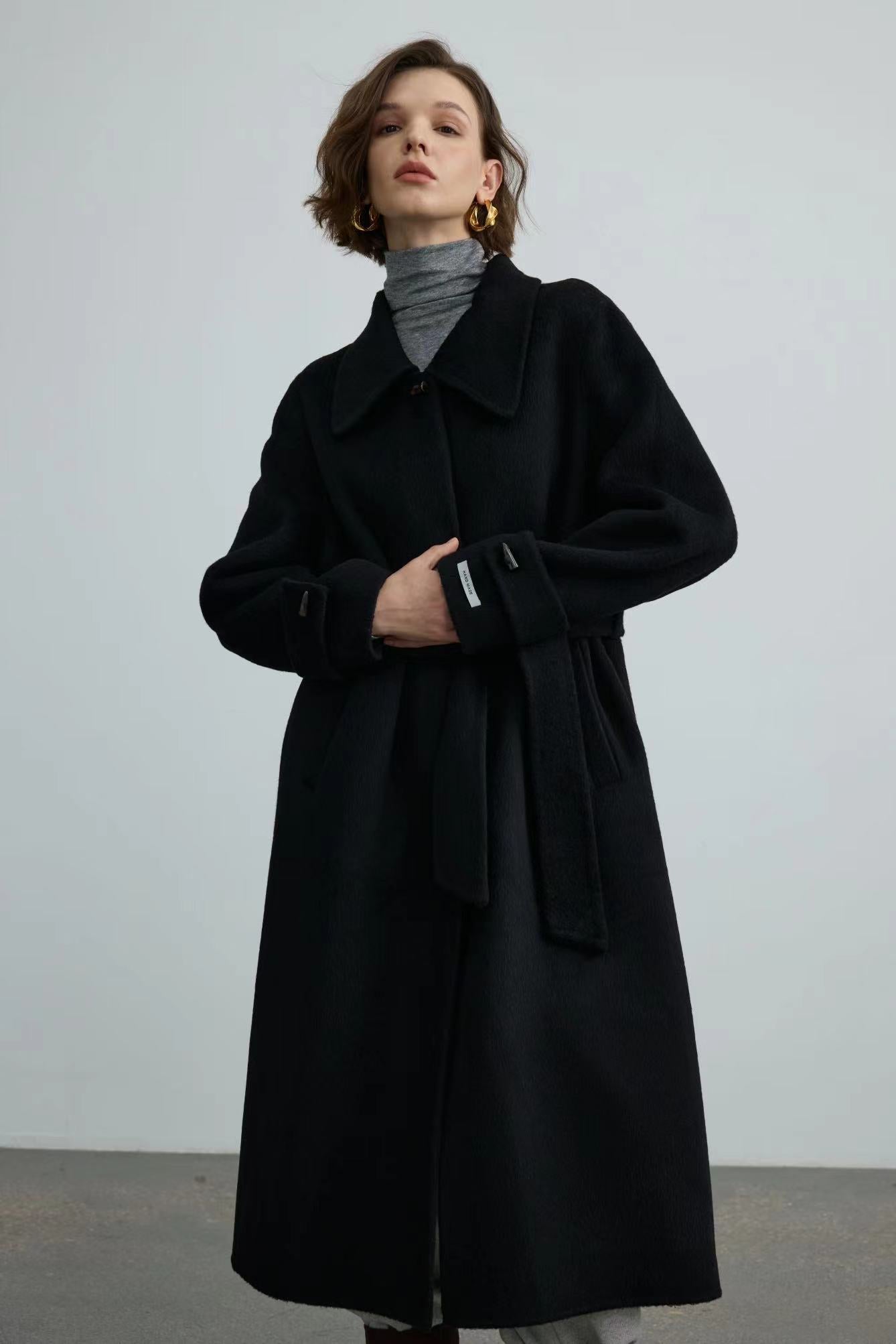 Handmade Double-face 100% Wool Coat With Square Collar