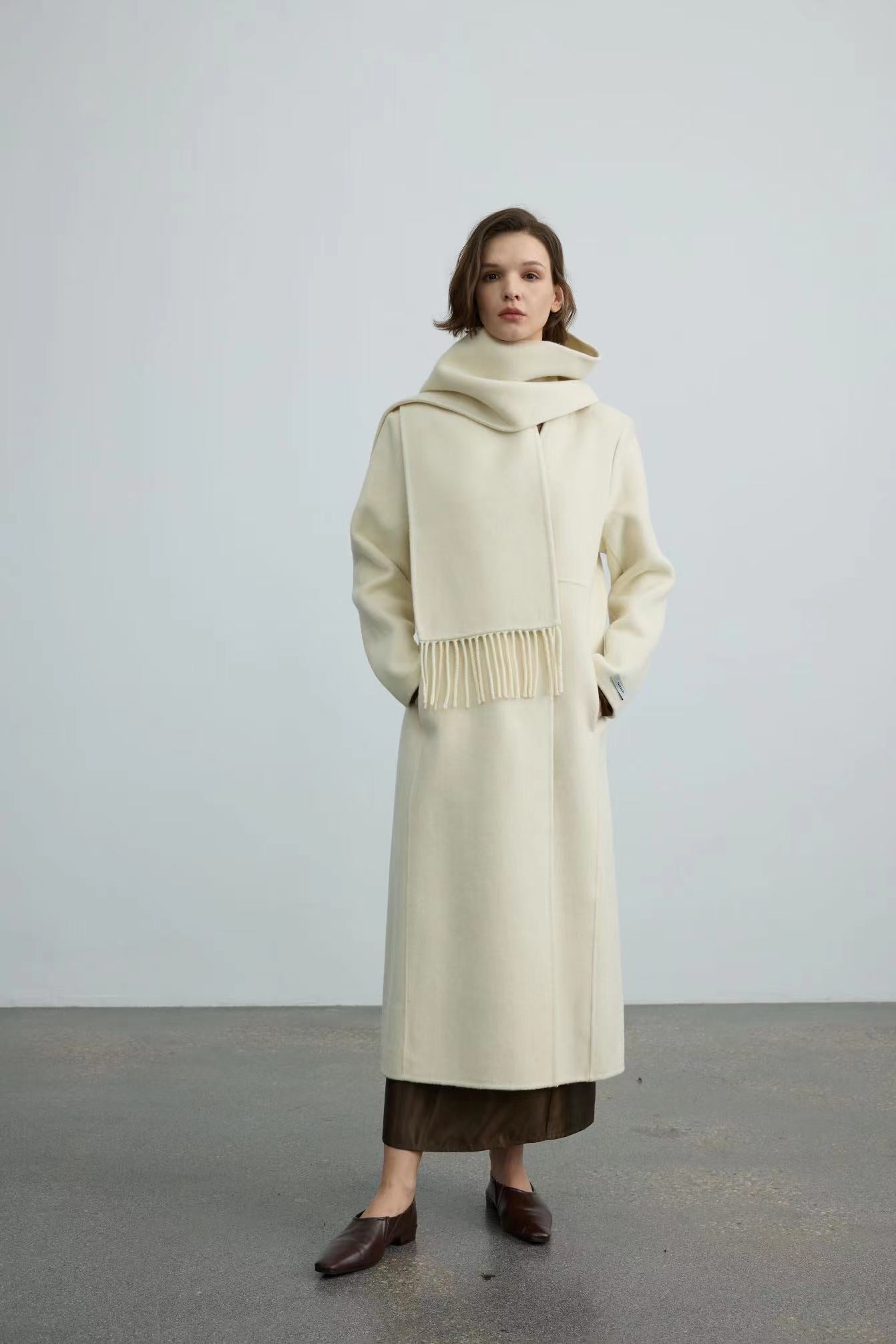 Handmade Double-faced 70% Wool Scarf Coat