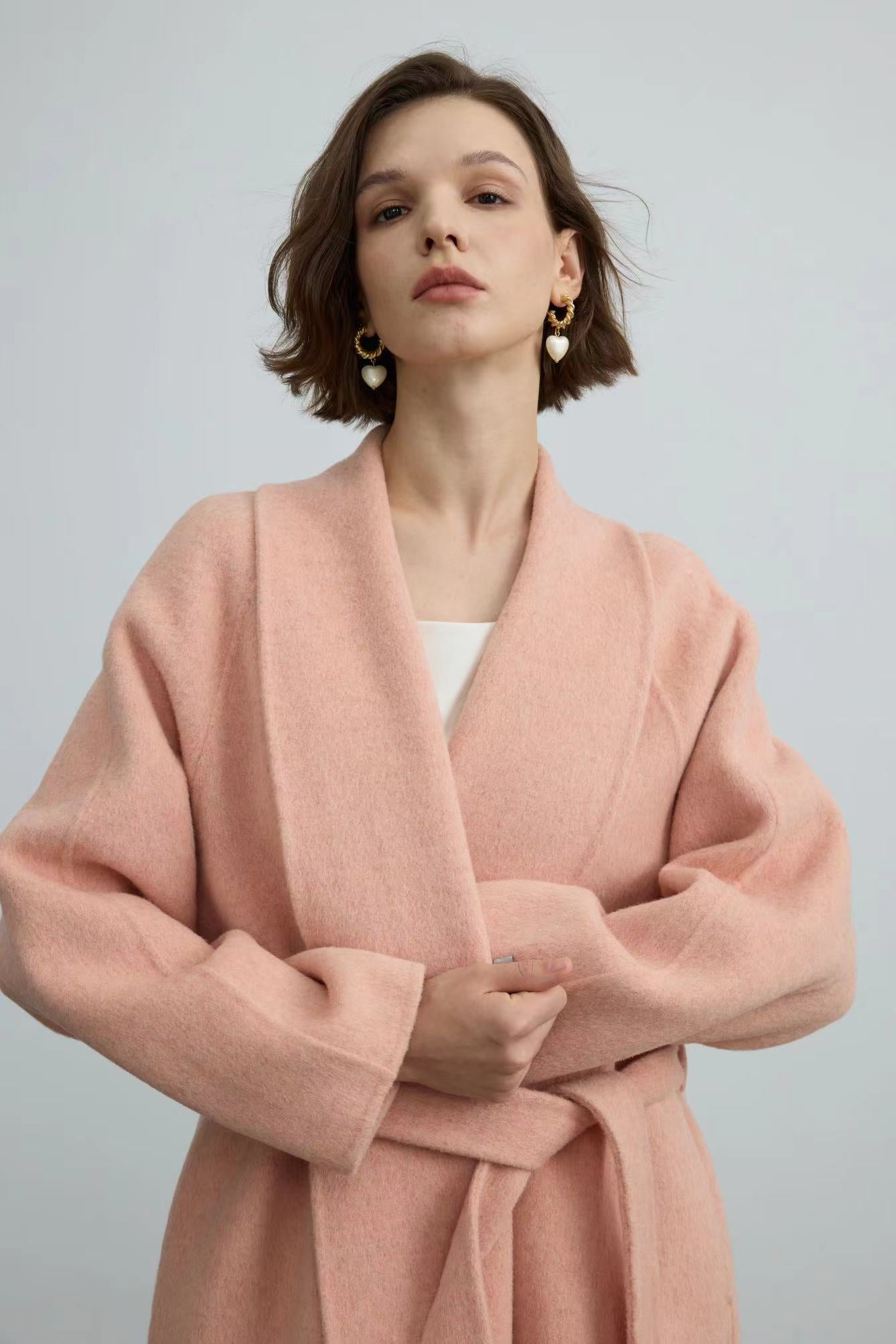 Handmade Double-Face 100% Bathrobe Wool Coat