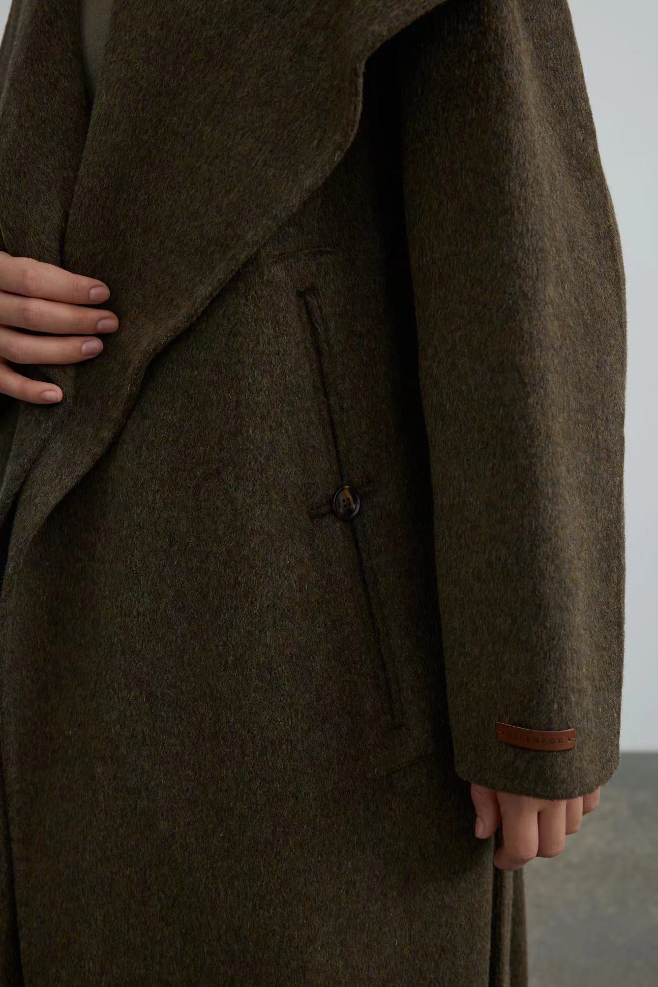 Handmade Wool Coat With Large Lapel