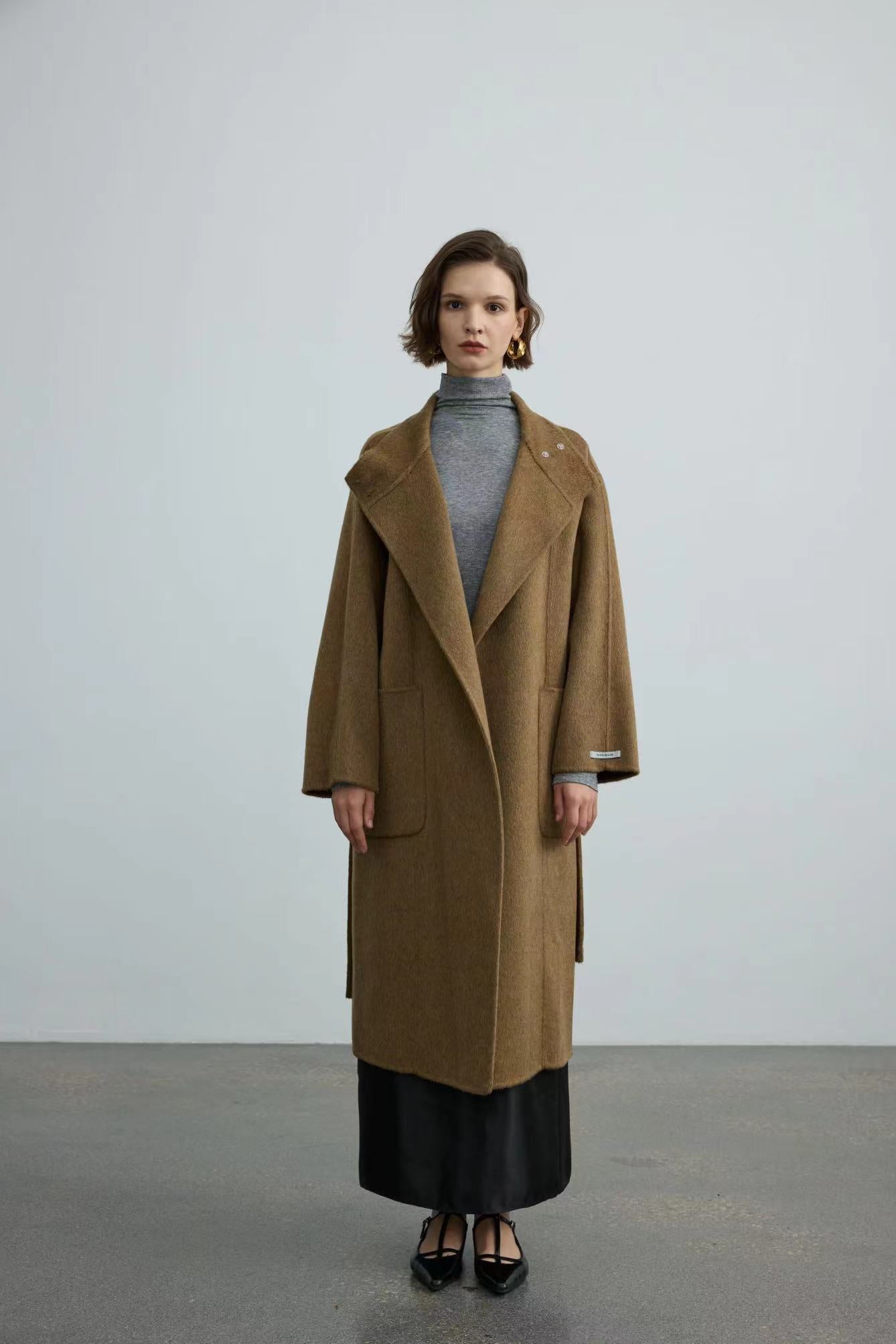 Handmade Double-face 100% Wool Coat With Small Stand-up Collar