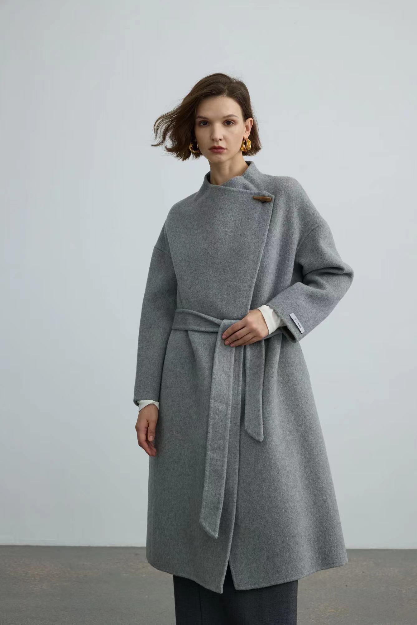 Handmade Double-Face 80% Wool Coat With Horn Button