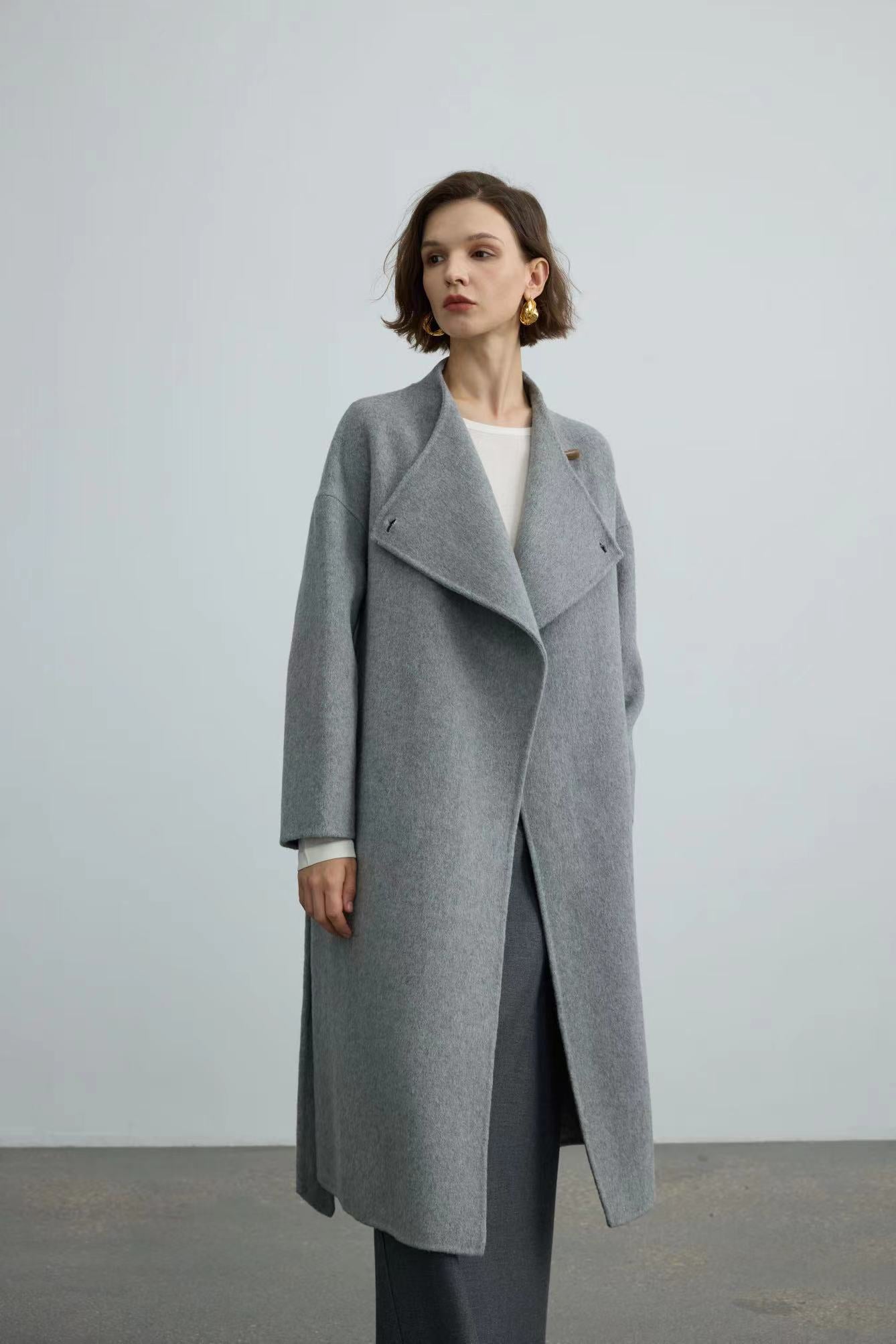 Handmade Double-Face 80% Wool Coat With Horn Button