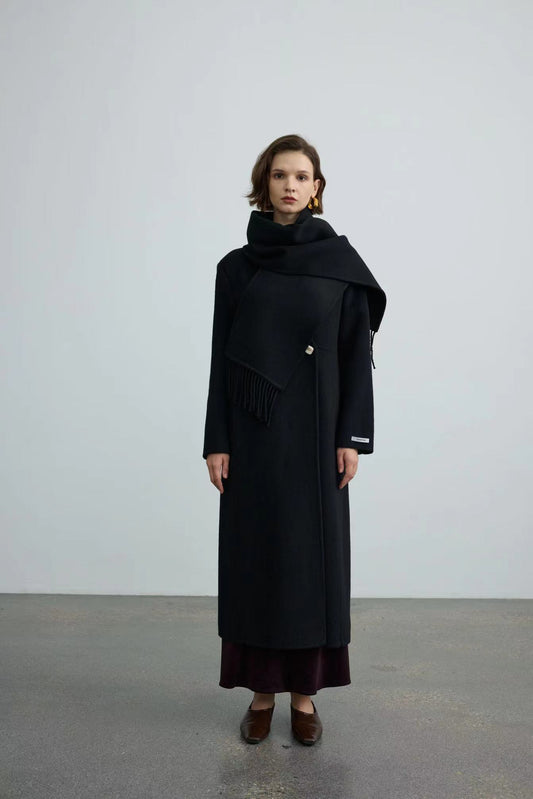 Handmade Double-faced 70% Wool Scarf Coat