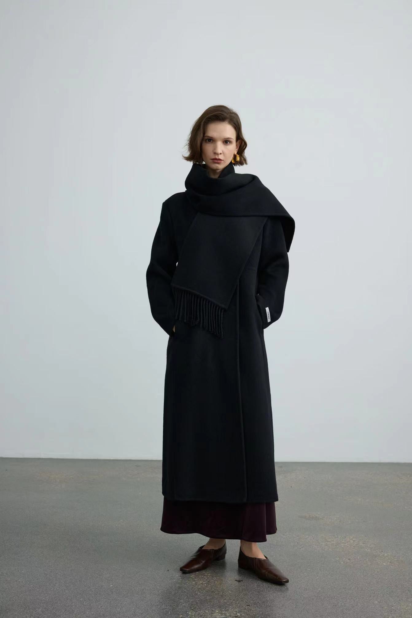 Handmade Double-faced 70% Wool Scarf Coat