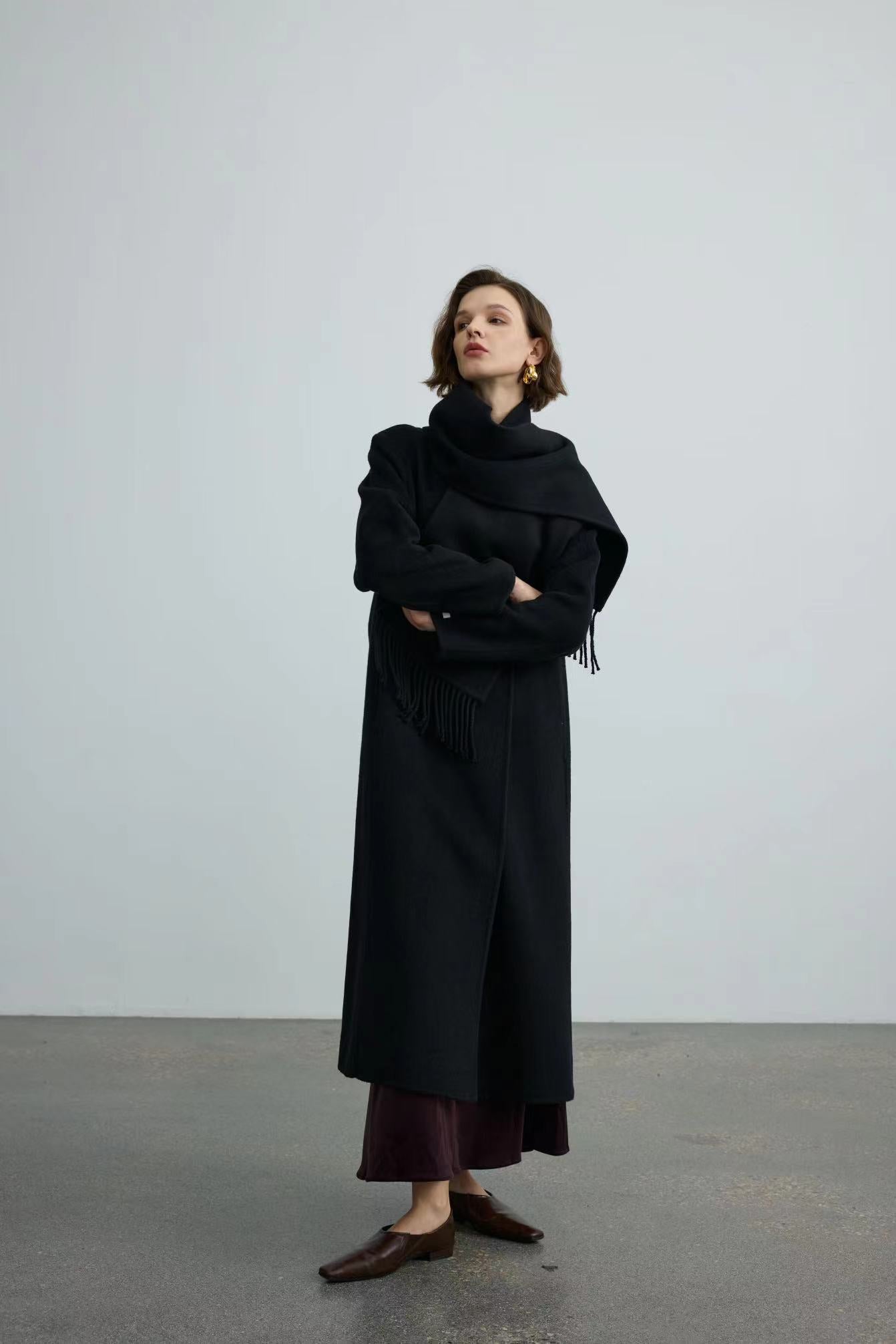 Handmade Double-faced 70% Wool Scarf Coat